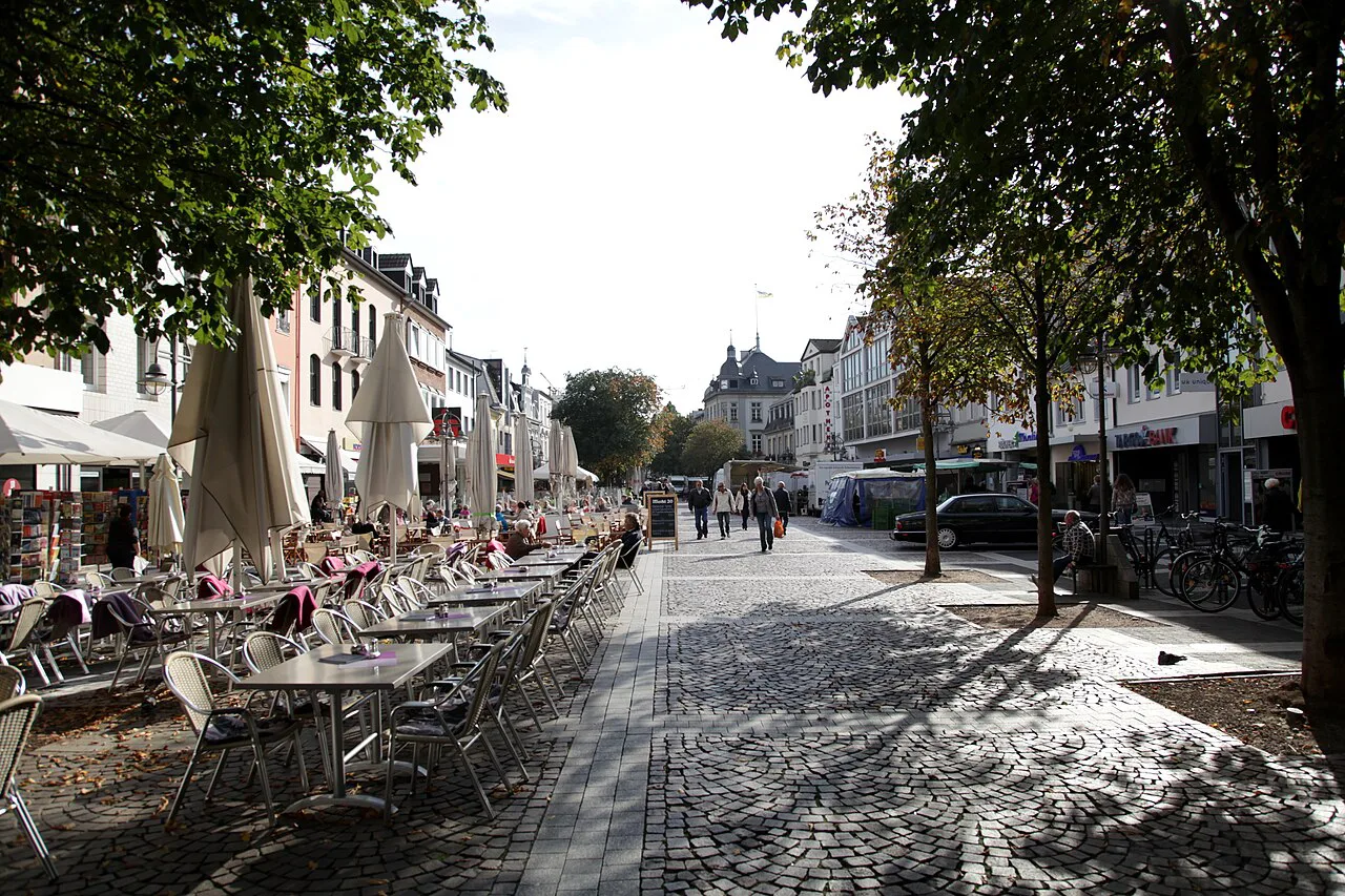 Café terraces in the centre of Haarlem.