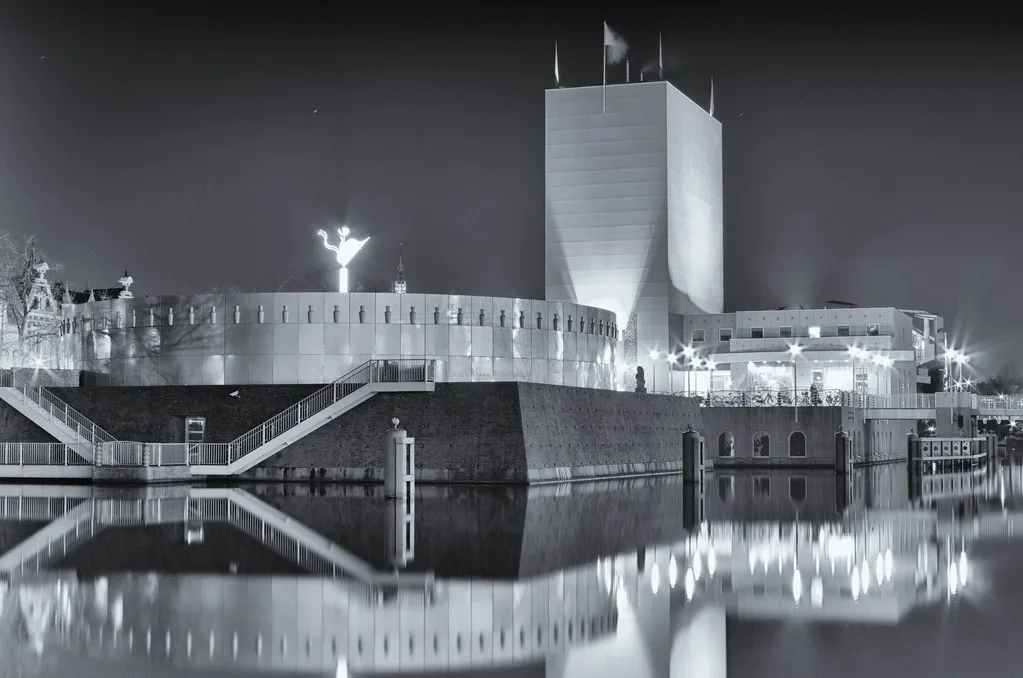 The Groninger Museum at night, Groningen.