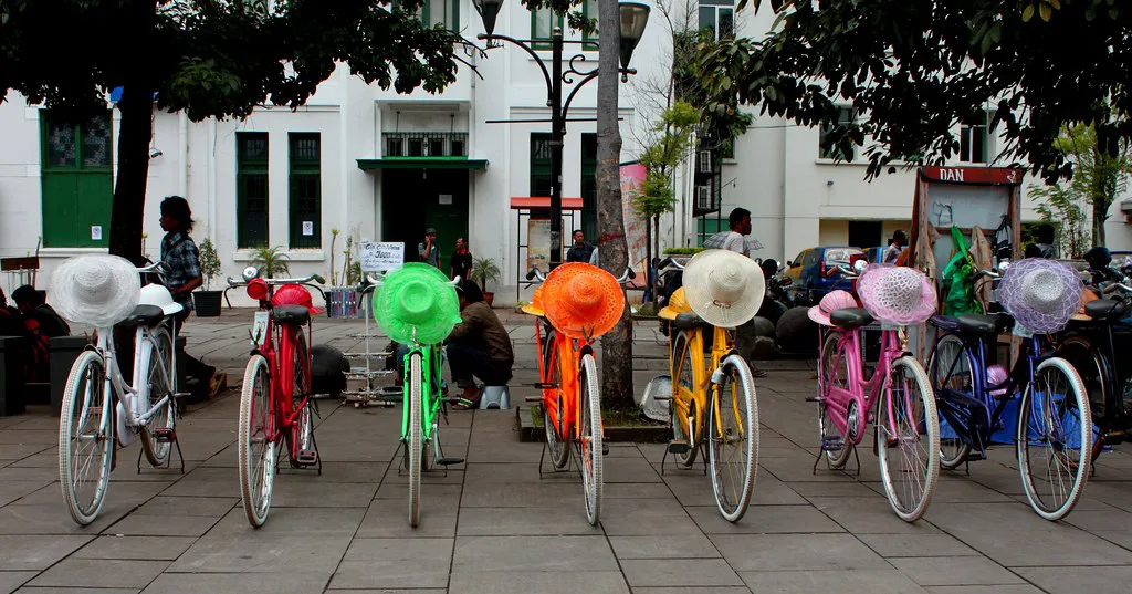Bikes for rent in a Dutch street.