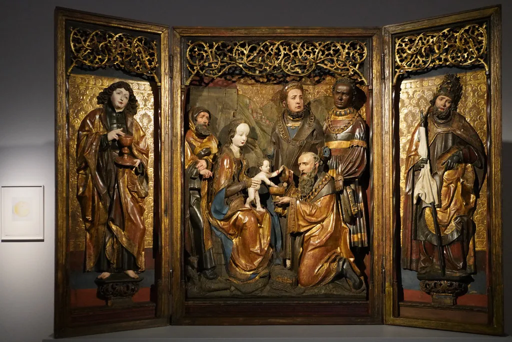 A carved altarpiece in the Bonnefanten Museum, Maastricht.