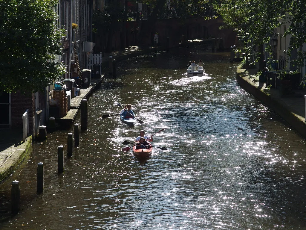 Kayaks on the Oudegracht, Utrecht.