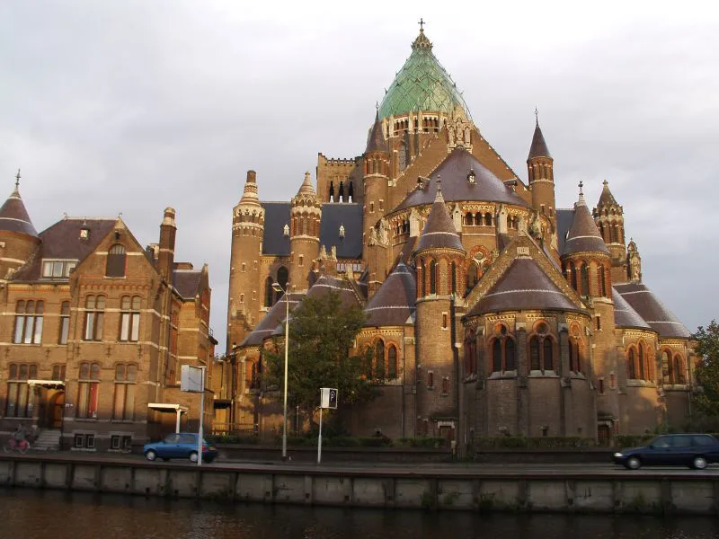 The Cathedral of St Bavo, Haarlem, across the water.