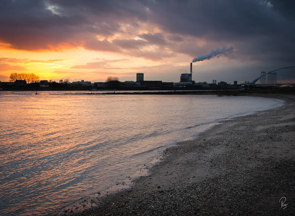 Sunset over the Waal from the Waalkade, Nijmegen.
