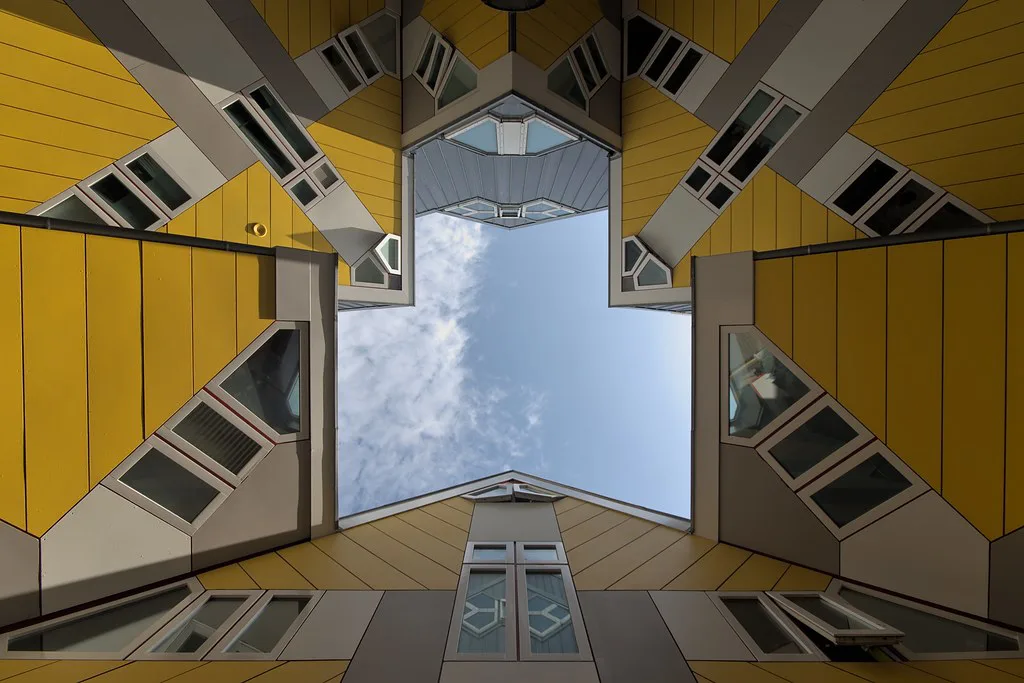 Looking up between the cube houses, Rotterdam.