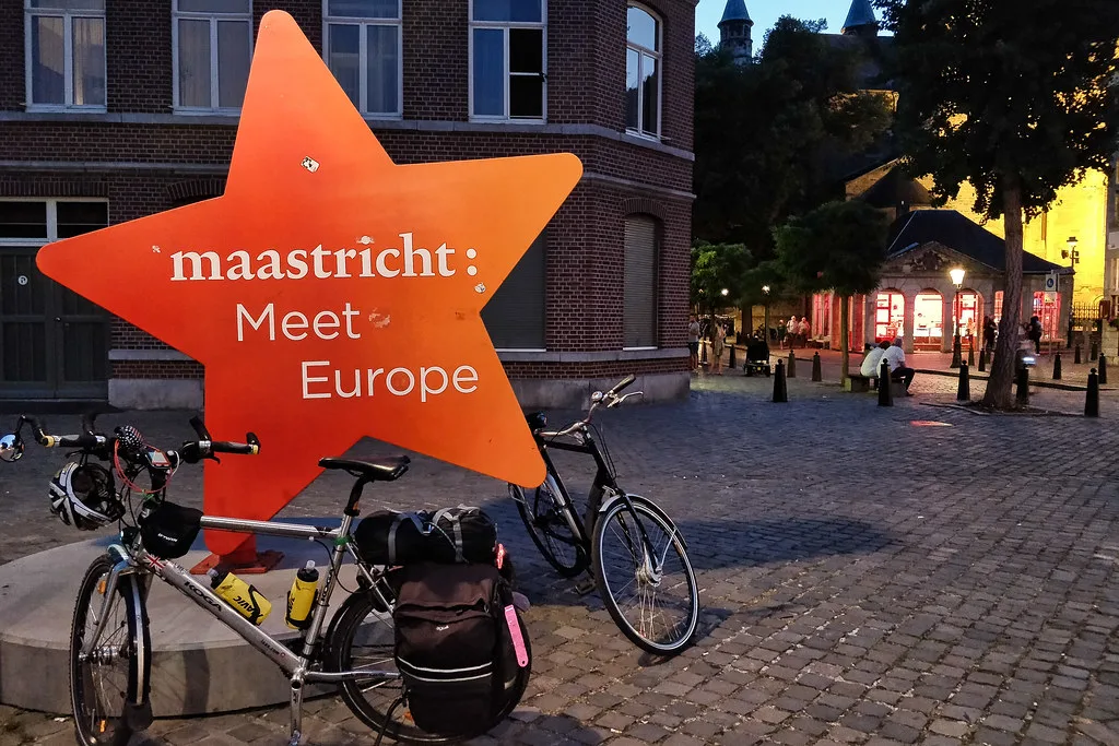 A 'Maastricht Meet Europe' sign in the Jekerkwartier, Maastricht.
