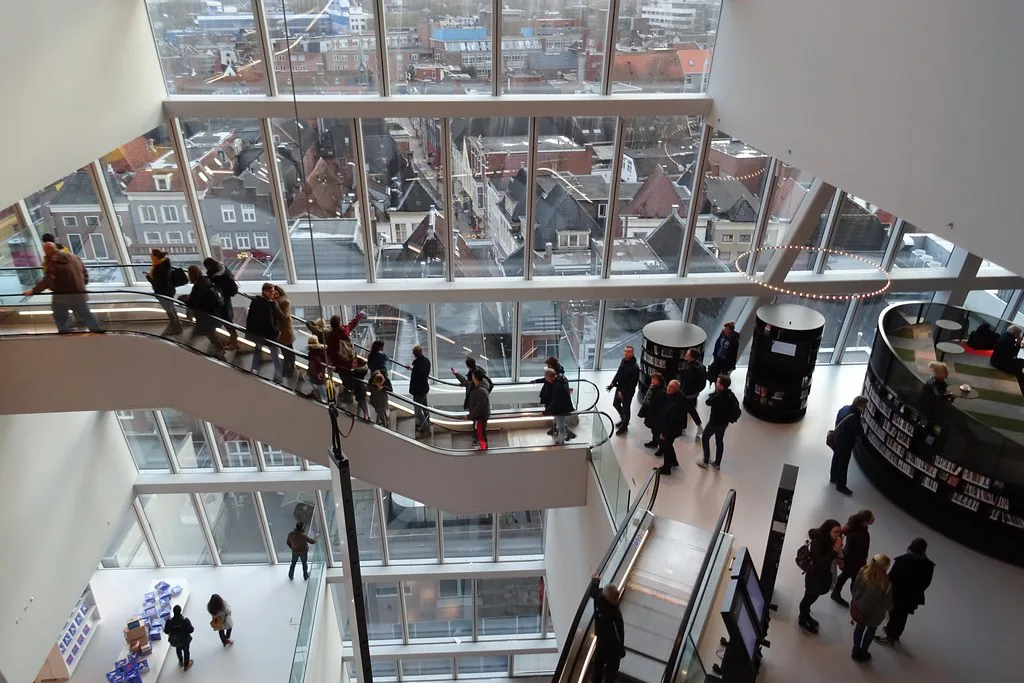 Venue view: Atrium of the Groningen Forum, Netherlands.