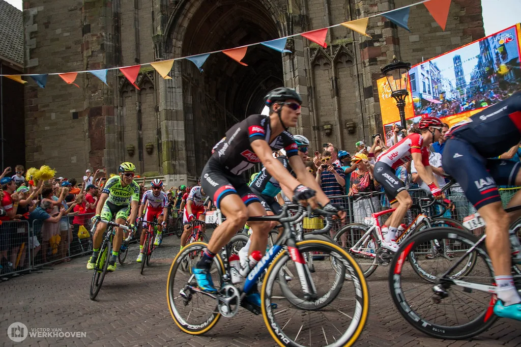The Tour de France passing the Domplein, Utrecht, in 2015.