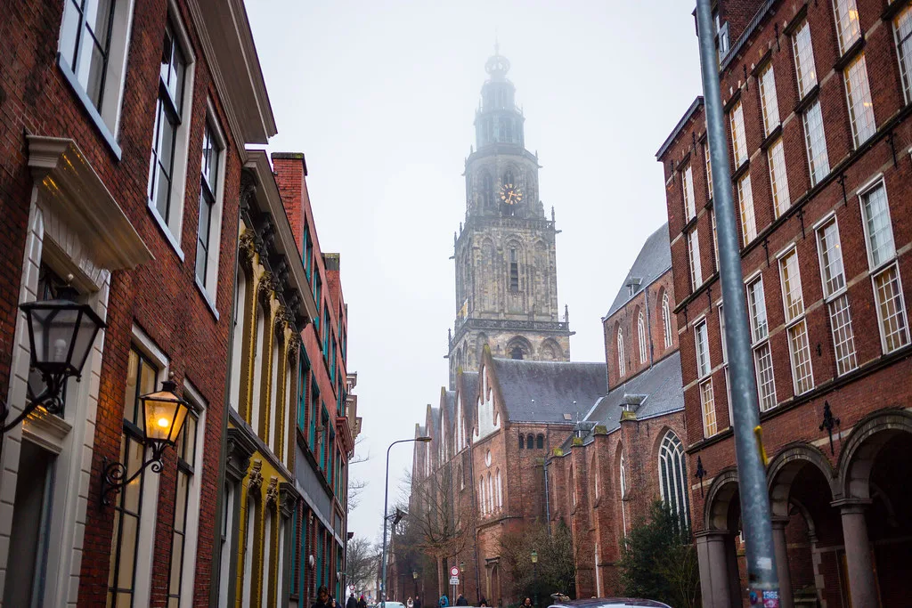 The Martinitoren seen from a side street, Groningen.