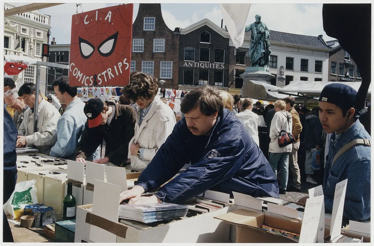 Book and comic stalls on the Grote Markt, Haarlem.