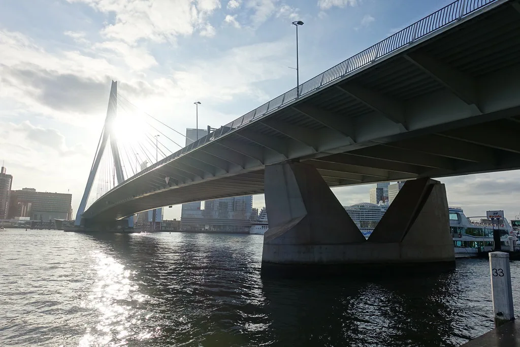 The Erasmus Bridge over the Nieuwe Maas, Rotterdam.