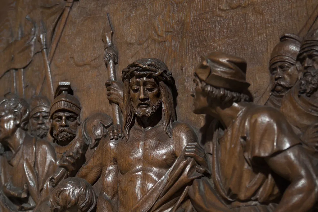 A carved relief in the Jheronimus Bosch Art Center, Den Bosch.
