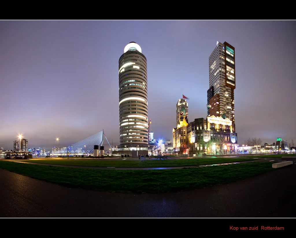 Kop van Zuid at night, Rotterdam.