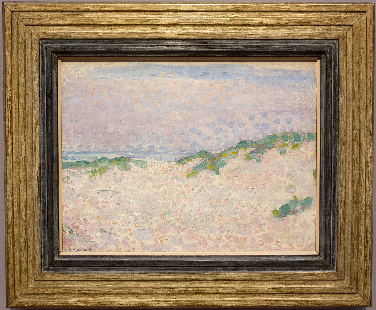 A pointillist Mondrian landscape, in the collection of Kunstmuseum Den Haag.