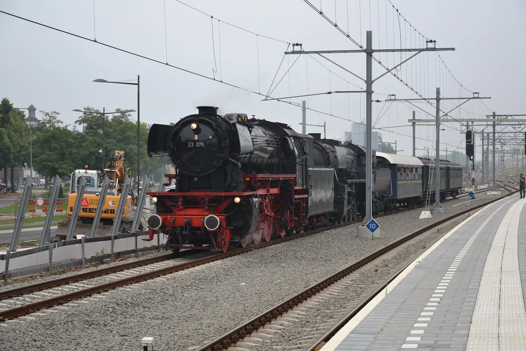 A steam train at Den Bosch station.