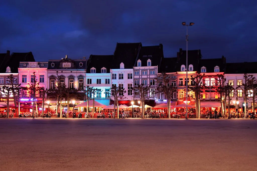 The Vrijthof at dusk, Maastricht.