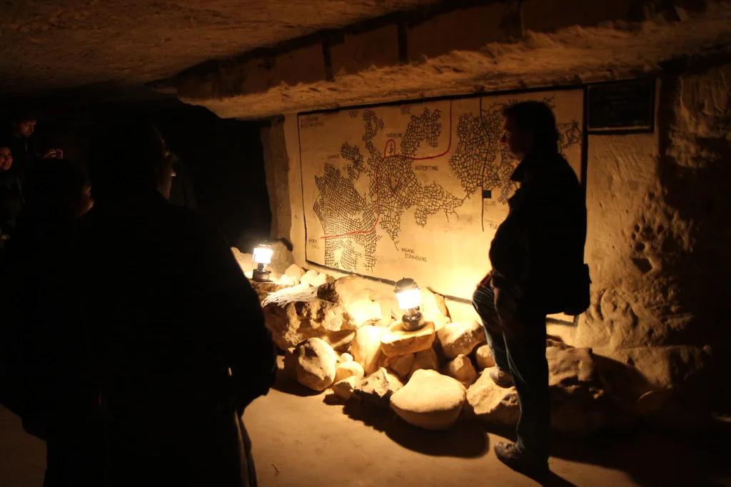 Visitors in the Sint-Pietersberg caves, Maastricht.