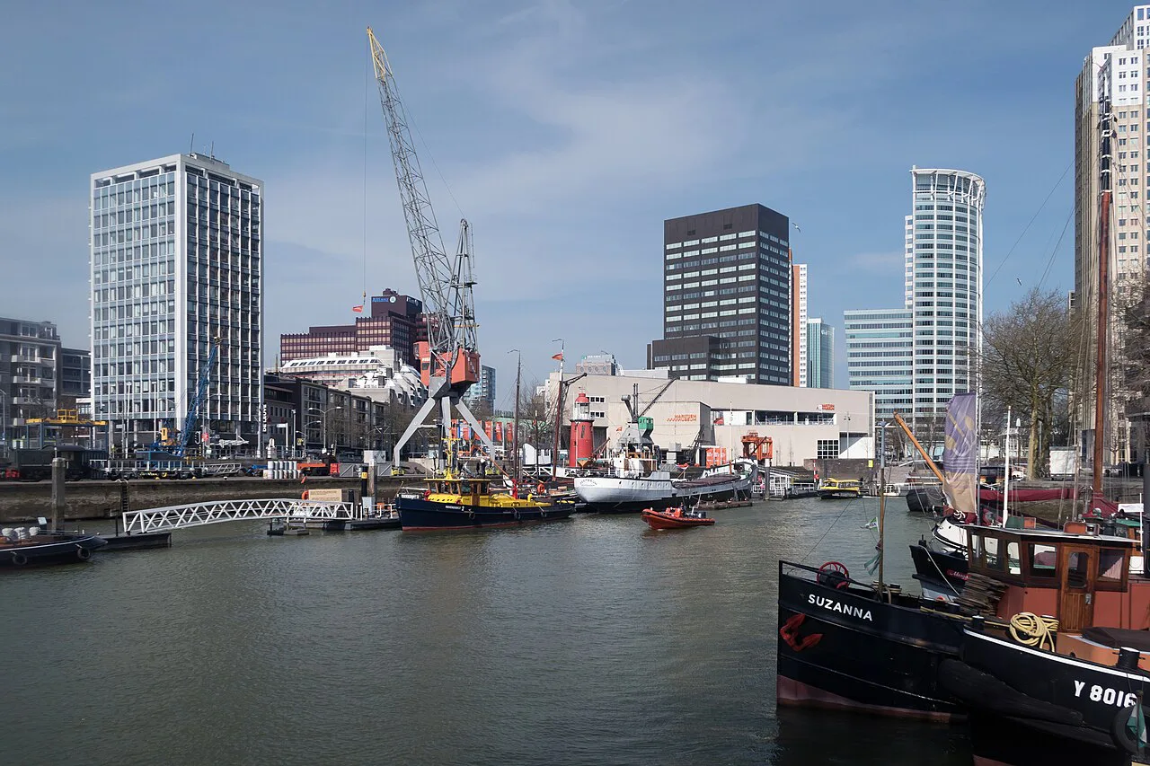 The Leuvehaven and the Maritiem Museum harbour, Rotterdam.