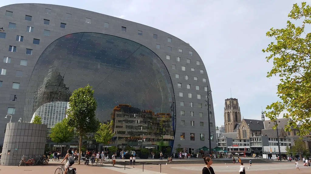 The Markthal and the Laurenskerk, Rotterdam.