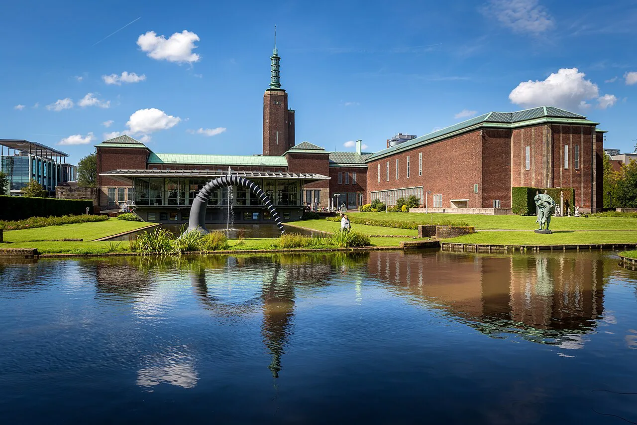 Museum Boijmans Van Beuningen seen across the pond in Museumpark, Rotterdam.