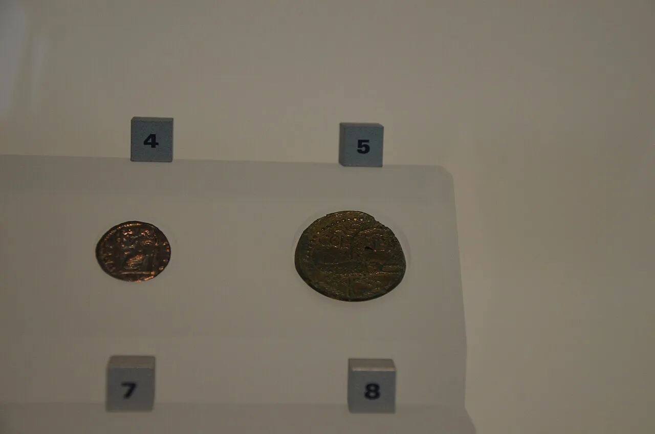 Roman coins in Museum Het Valkhof, Nijmegen.