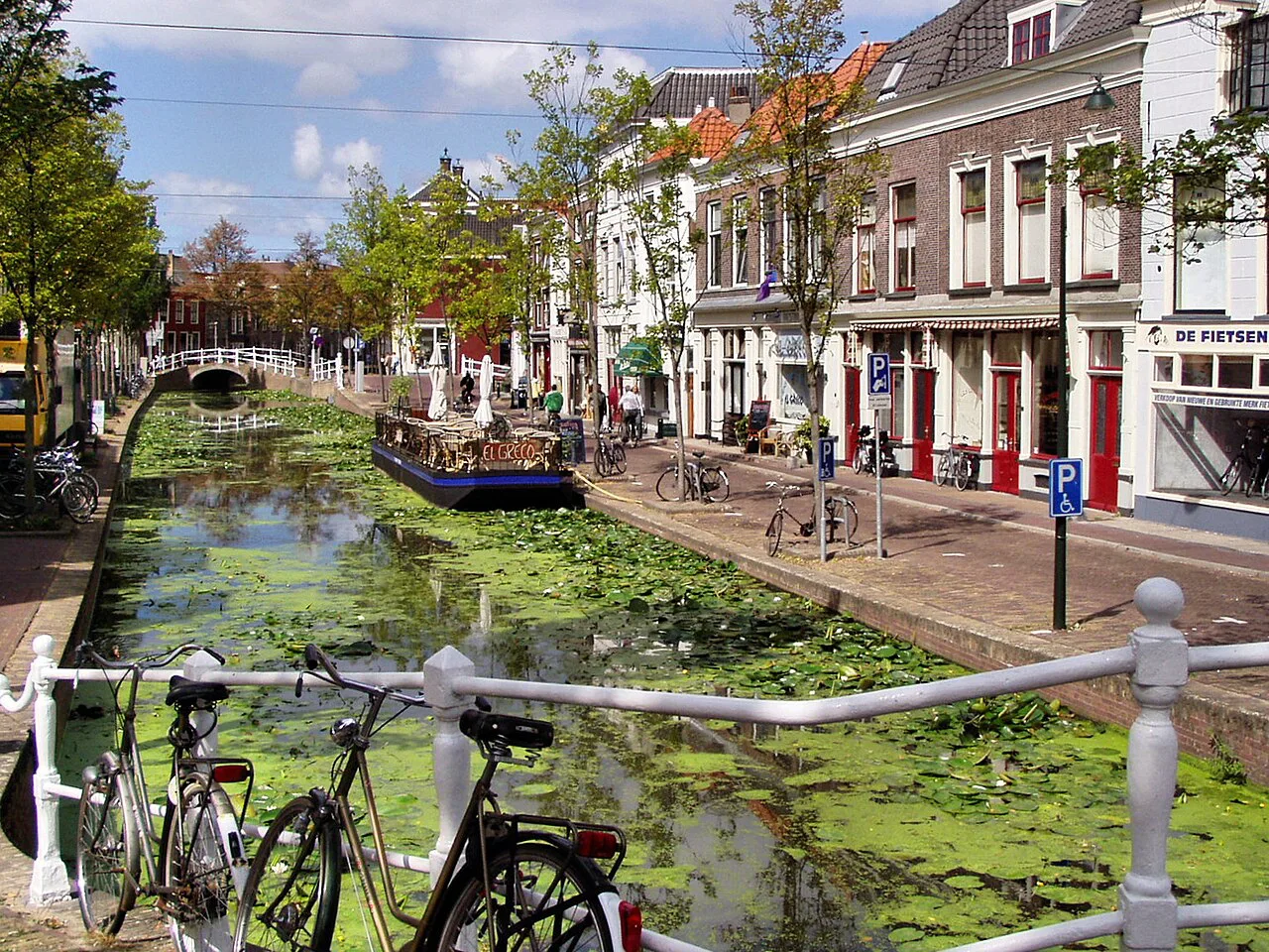 A canal in Delft in summer.