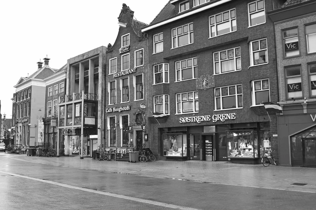 The Grote Markt, Groningen, in black and white.