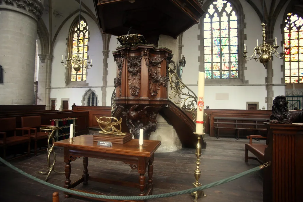 The pulpit inside the Grote Kerk, Haarlem.