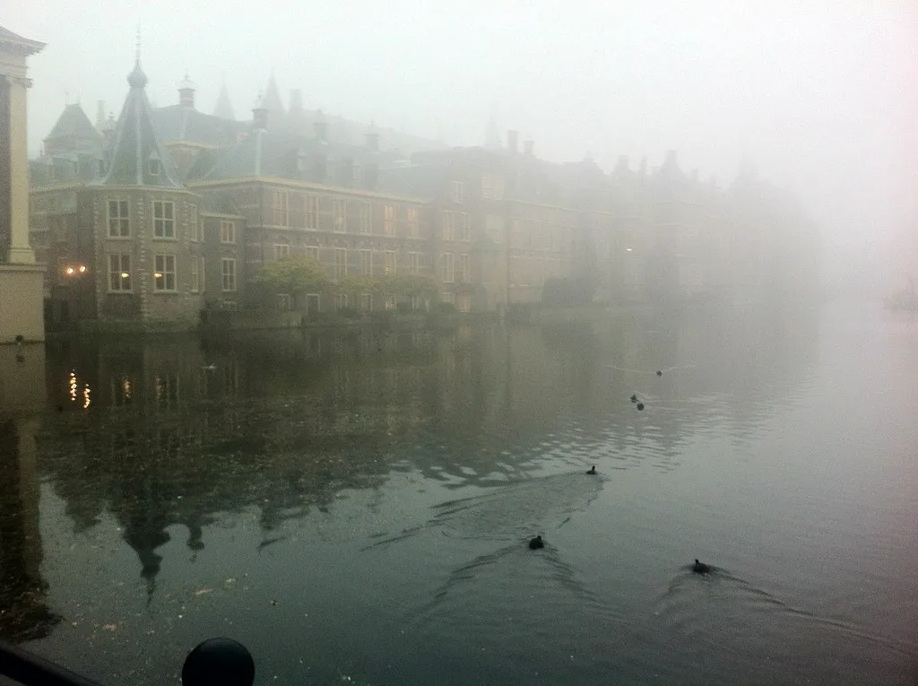 The Hofvijver on a misty morning, The Hague.