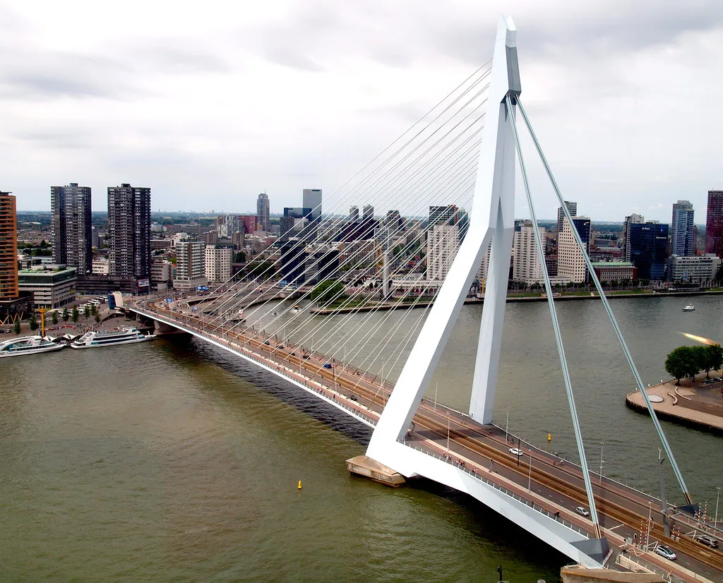 The Erasmus Bridge from above, Rotterdam.
