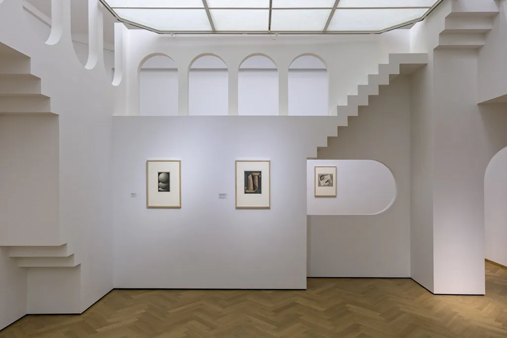 Prints on display in Escher in Het Paleis, The Hague.
