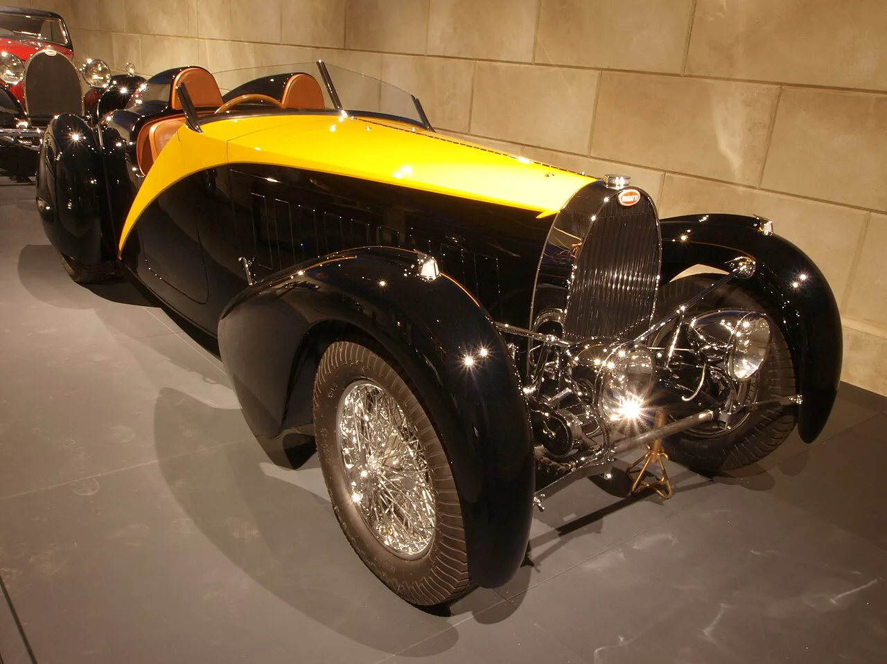 A 1934 Bugatti Type 57 Roadster in the Louwman Museum, The Hague.