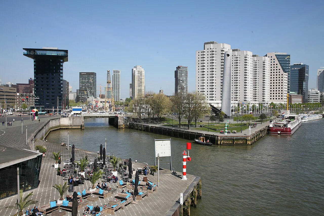 The Rotterdam waterfront and skyline.