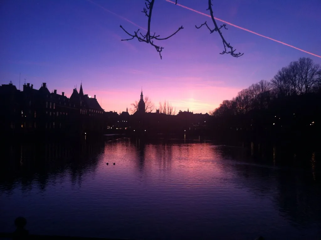 The Hofvijver at twilight, The Hague.