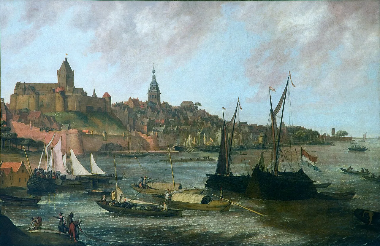 Nijmegen and the Valkhof seen from the Waal, in a 17th-century painting.