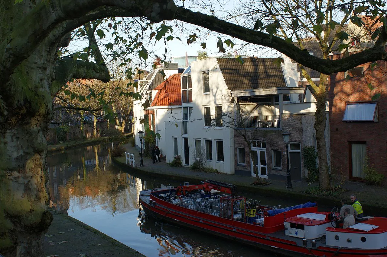A boat on the Oudegracht in Utrecht.