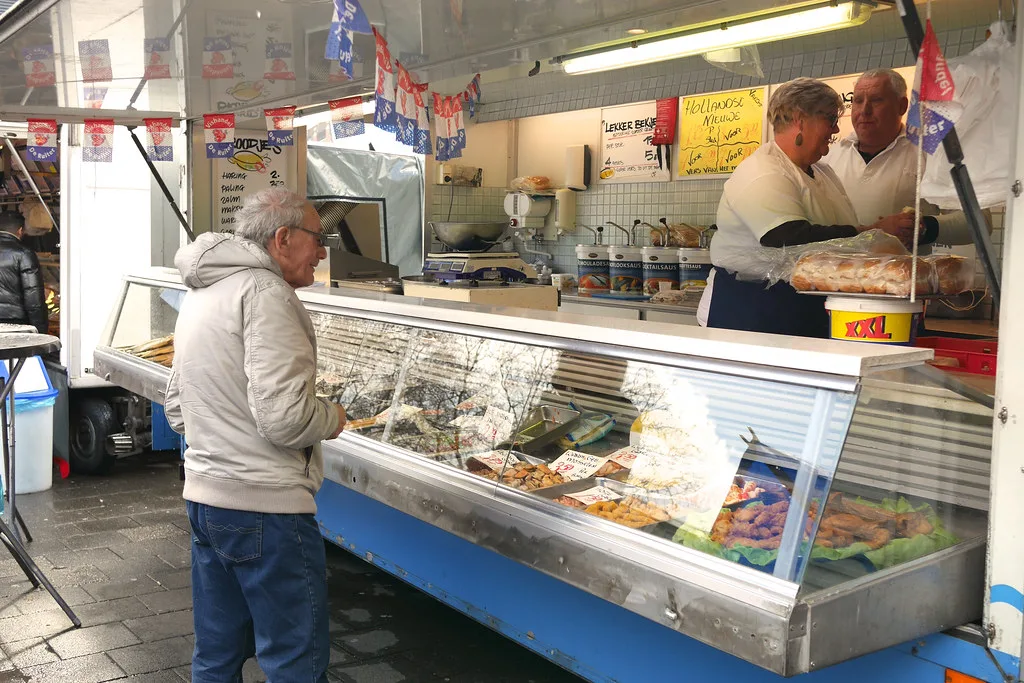 A fish stall at a market in Utrecht.
