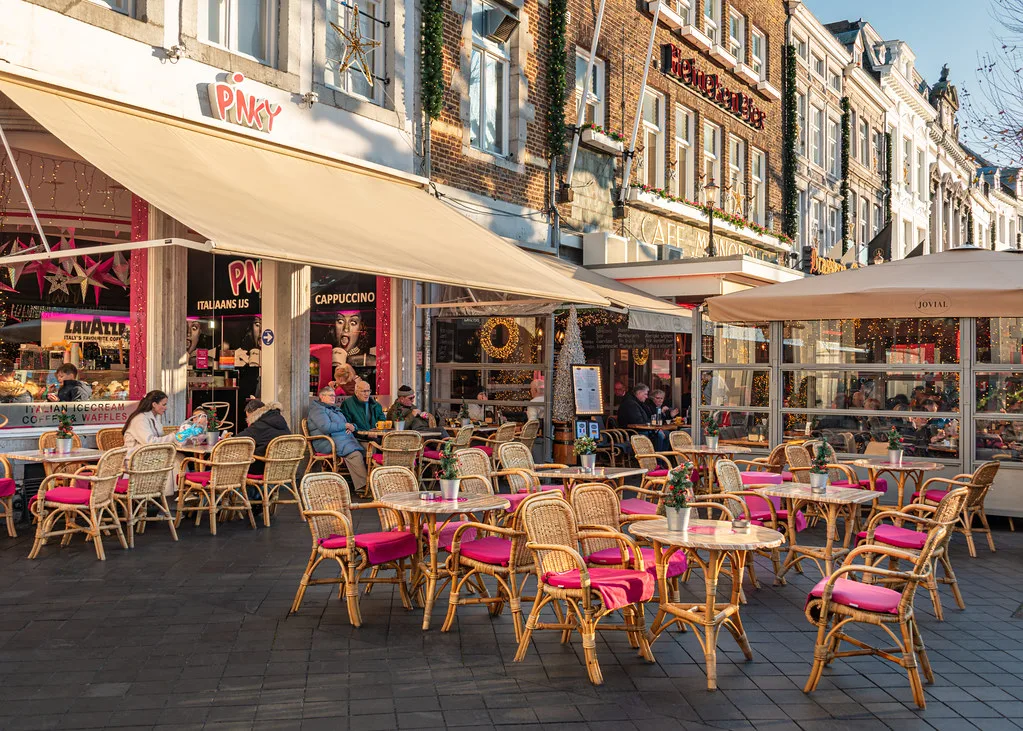 Café terraces on the Vrijthof, Maastricht.